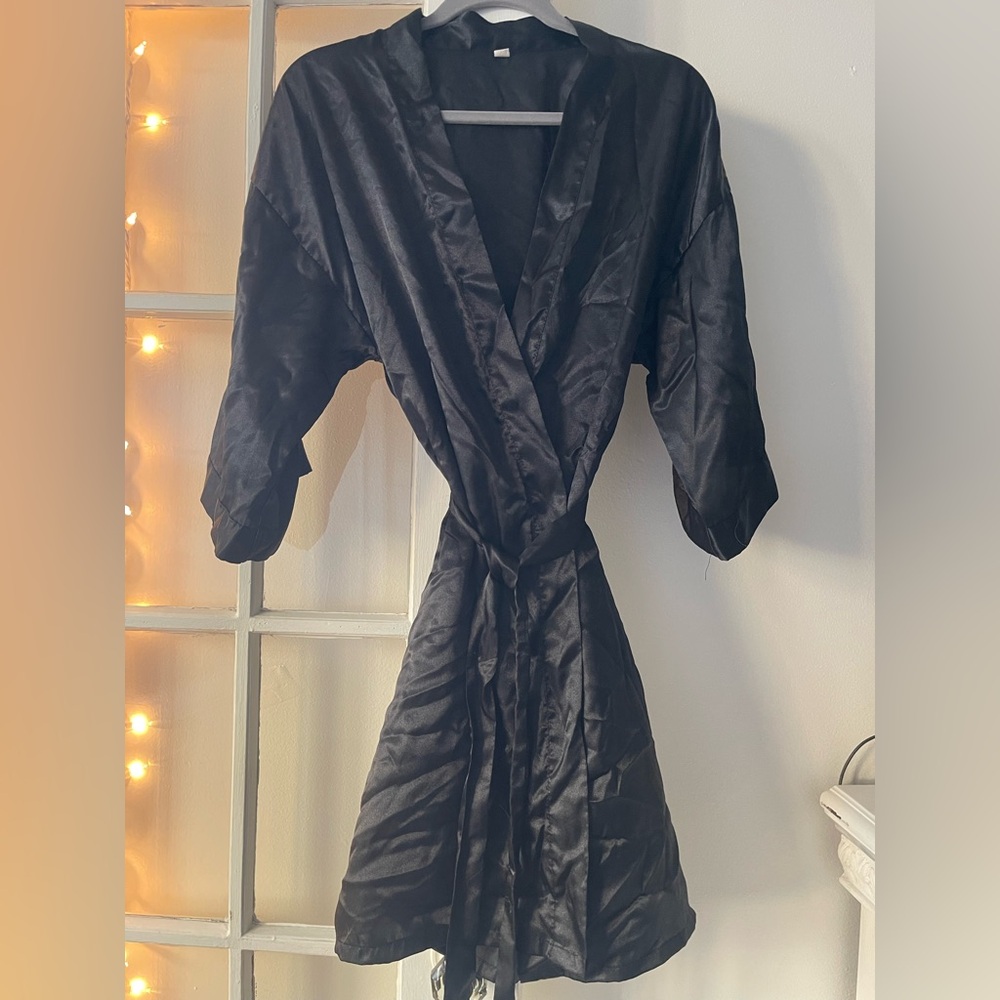 Elegant Black Satin Robe